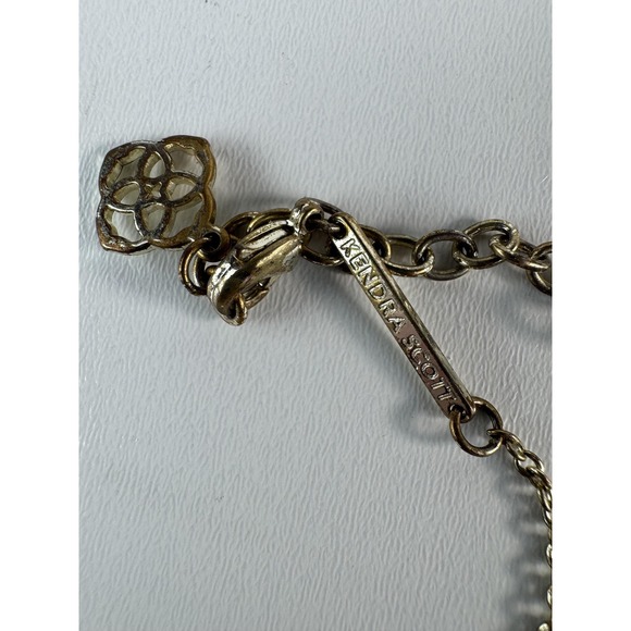 Kendra Scott Necklace Gold Tone Green Oval Pendant Adjustable 16" Womens Jewelry - Picture 7 of 9